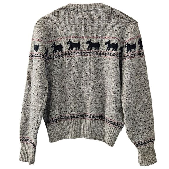 Lands' End 100% Wool Scottie Dog Lover Knit Cardigan - Picture 2 of 10